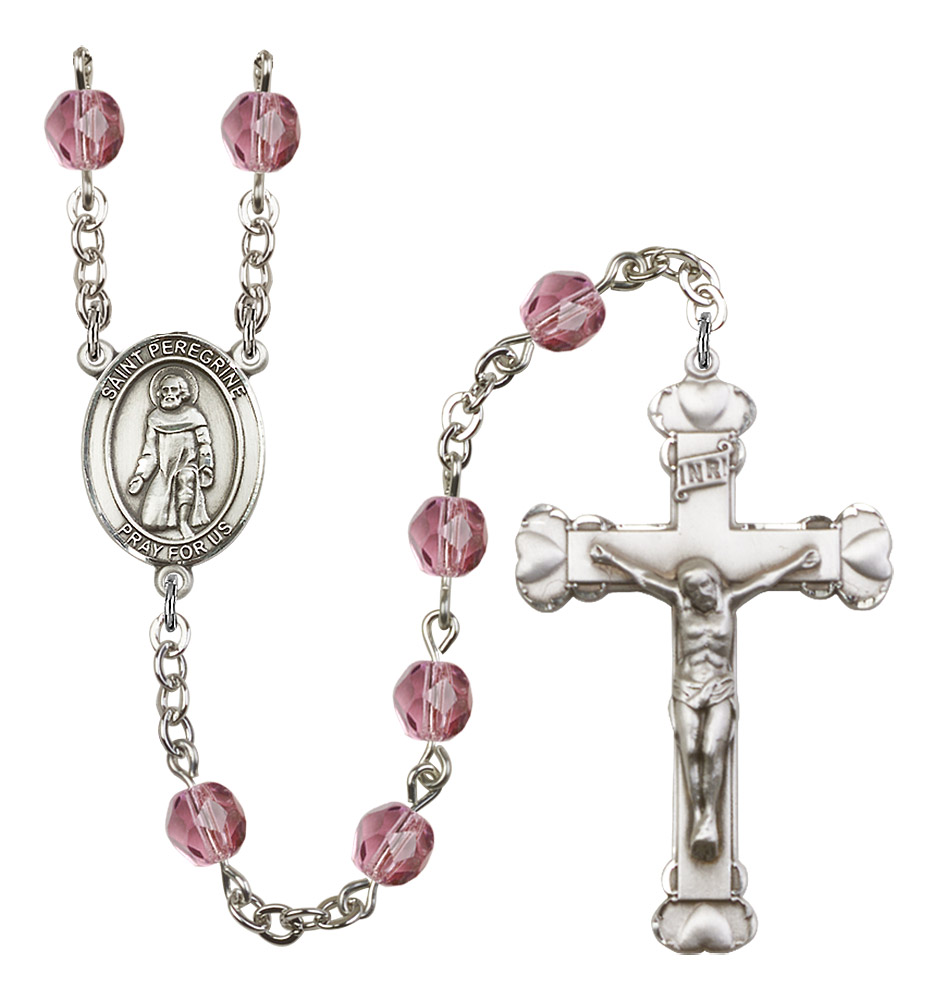 St. Peregrine Laziosi Rosary - 6MM Fire Polished Beads (8088SS)