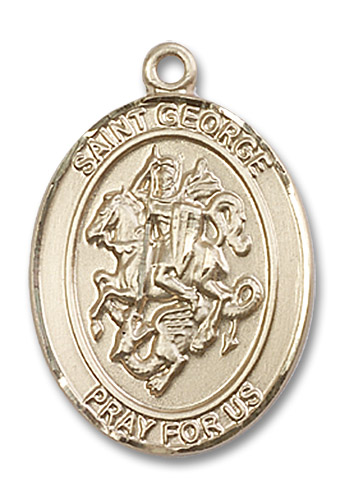 St. George Medal - 14kt Gold Oval Pendant (3 Sizes)