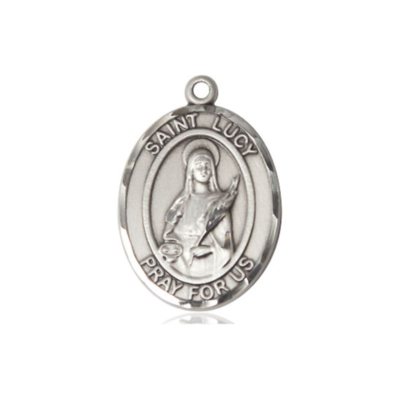 St. Lucy Medal - Sterling Silver Oval Pendant (3 Sizes)