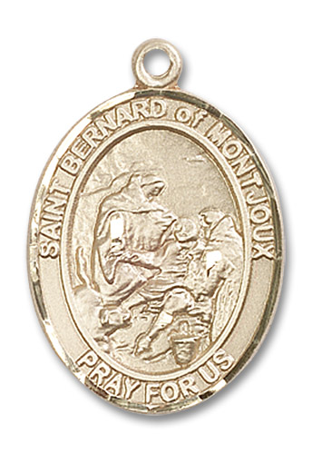 St. Bernard of Montjoux Medal - 14kt Gold Oval Pendant (3 Sizes)