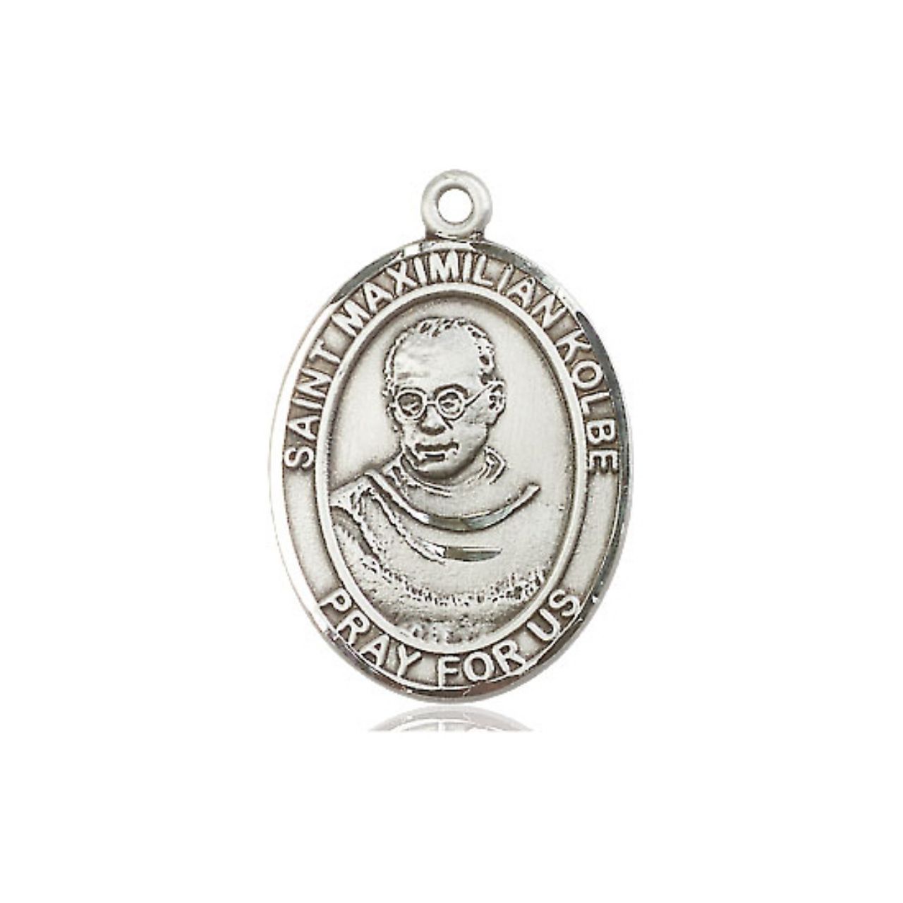 St. Maximilian Kolbe Medal - Sterling Silver Oval Pendant (3 Sizes)