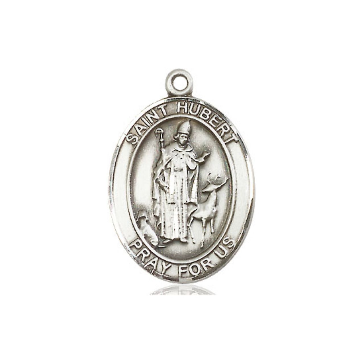 St. Hubert of Liege Medal - Sterling Silver Oval Pendant (3 Sizes)