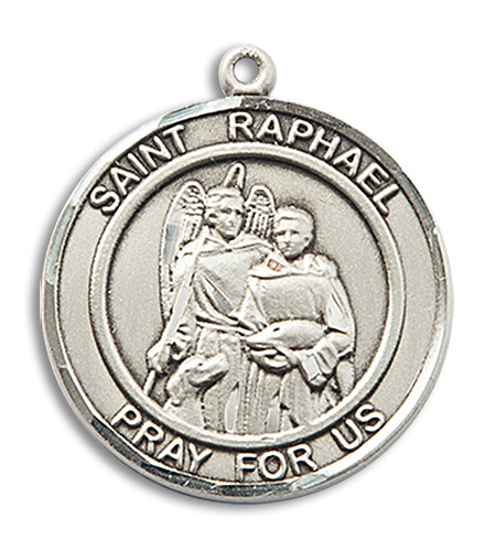 St. Raphael Medal - Sterling Silver Round Pendant (2 Sizes)