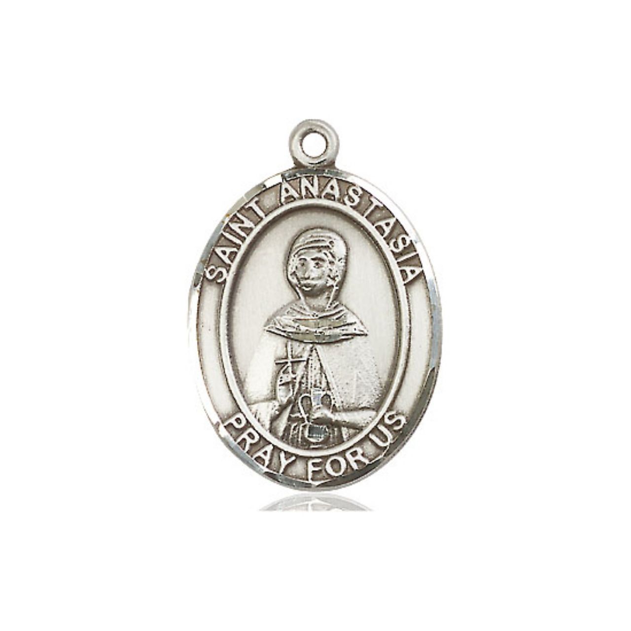 St. Anastasia Medal - Sterling Silver Oval Pendant (3 Sizes)