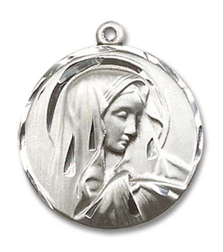 Sorrowful Mother Medal - Sterling Silver 5/8" x 5/8" Round Pendant (4249SS)