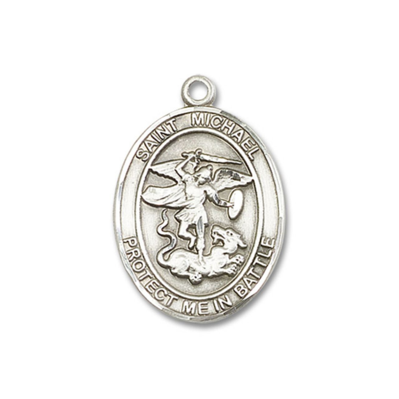 St. Michael & Guardian Angel Medal - Sterling Silver Oval Pendant (2 Sizes)