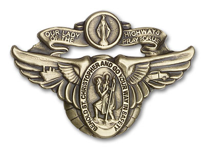 St. Christopher & Our Lady of the Highway Visor Clip - Gold Finish (1017VG)