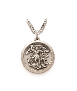St. Michael Necklace - Sterling Silver Medal on 20