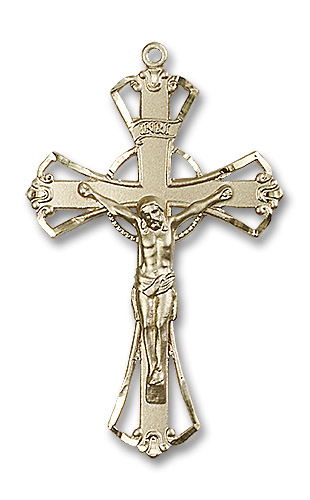 Cut Out Crucifix Pendant - 14kt Gold 1 3/4
