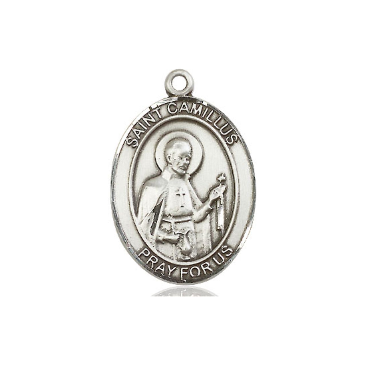 St. Camillus Medal - Sterling Silver Oval Pendant (3 Sizes)