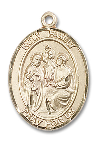 Holy Family Medal - 14kt Gold Oval Pendant (3 Sizes)