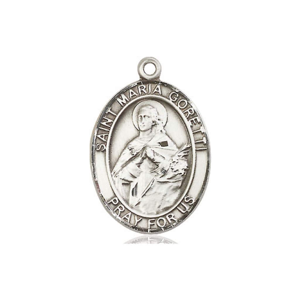 St. Maria Goretti Medal - Sterling Silver Oval Pendant (3 Sizes)