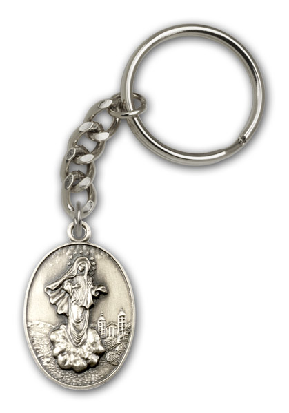 Our Lady of Medjugorje Keychain - Silver Finish