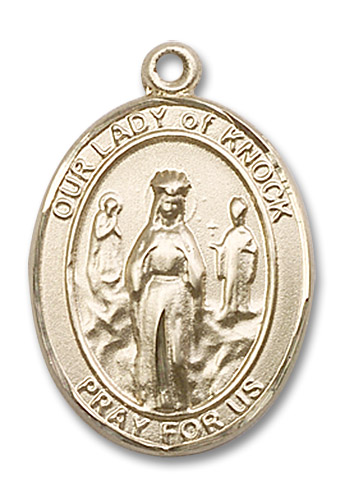 Our Lady of Knock Medal - 14kt Gold Oval Pendant (3 Sizes)