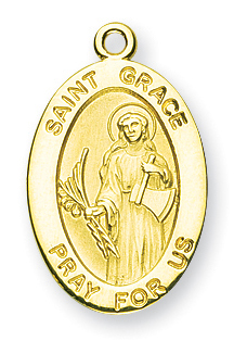 St. Grace Medal With 14KT Jump Ring - Boxed - 14kt Gold 7/8