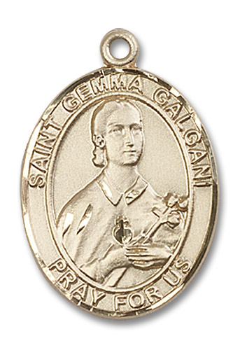 St. Gemma Galgani Medal - 14kt Gold Oval Pendant (3 Sizes)