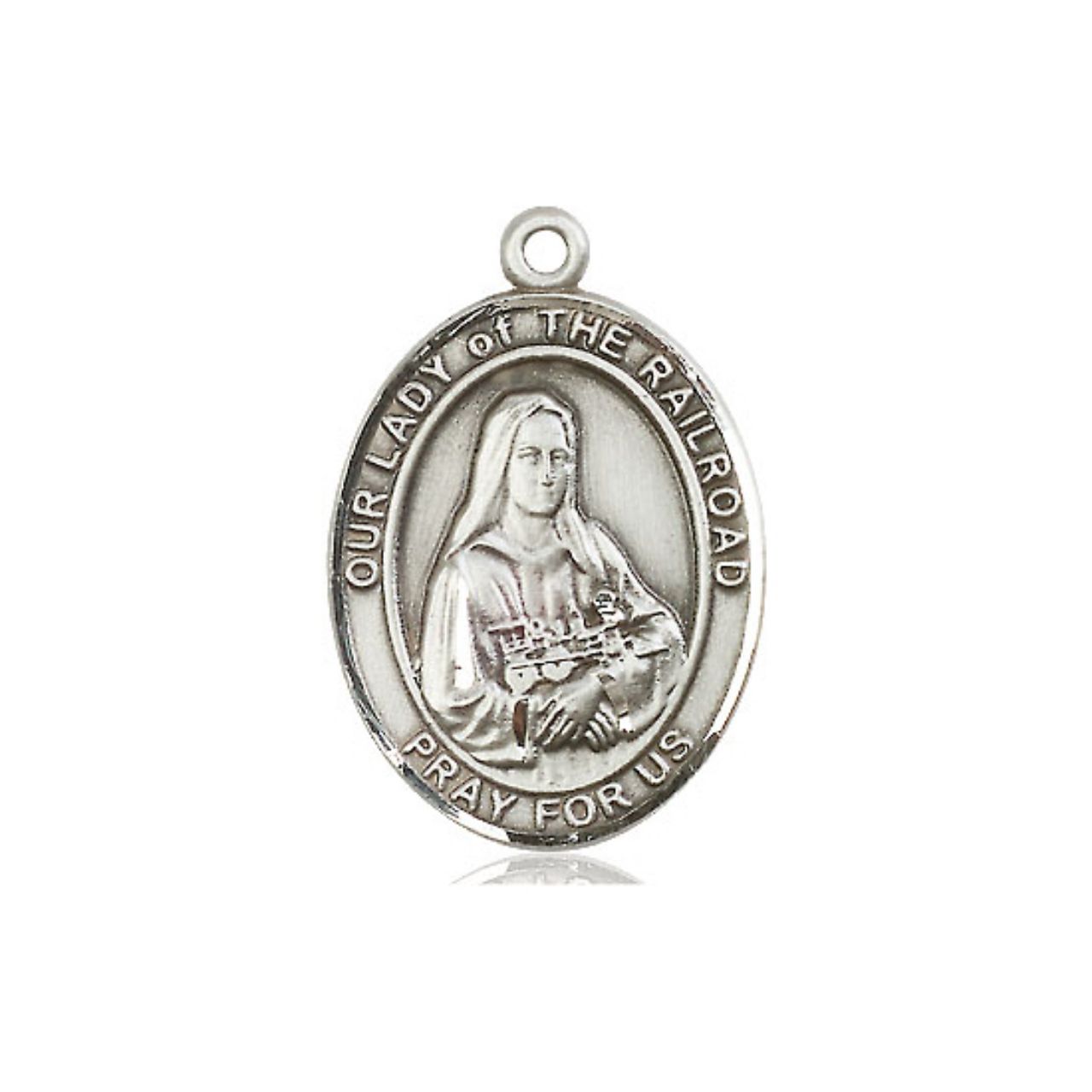 Our Lady of The Railroad Medal - Sterling Silver Oval Pendant (3 Sizes)